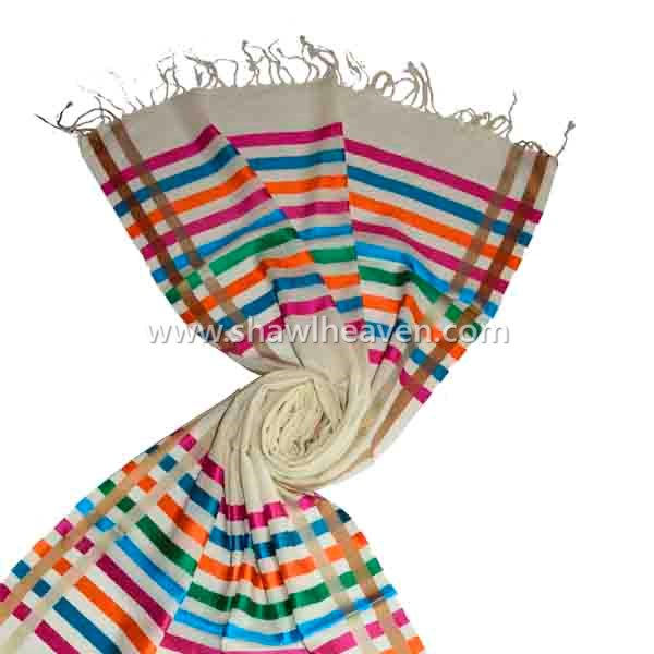 Rainbow silk striped wool shawl scarf, buy direct from manufacturer